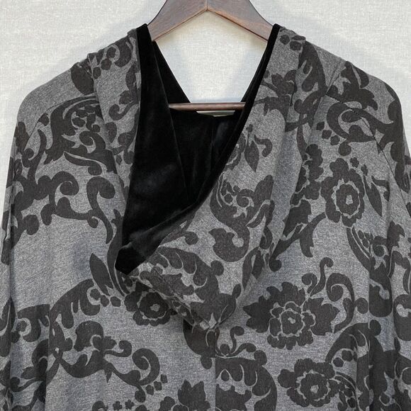 Soma Luxuriously Soft Live Hooded Loungewear Women Size M Gray Floral Batwing - Picture 7 of 12